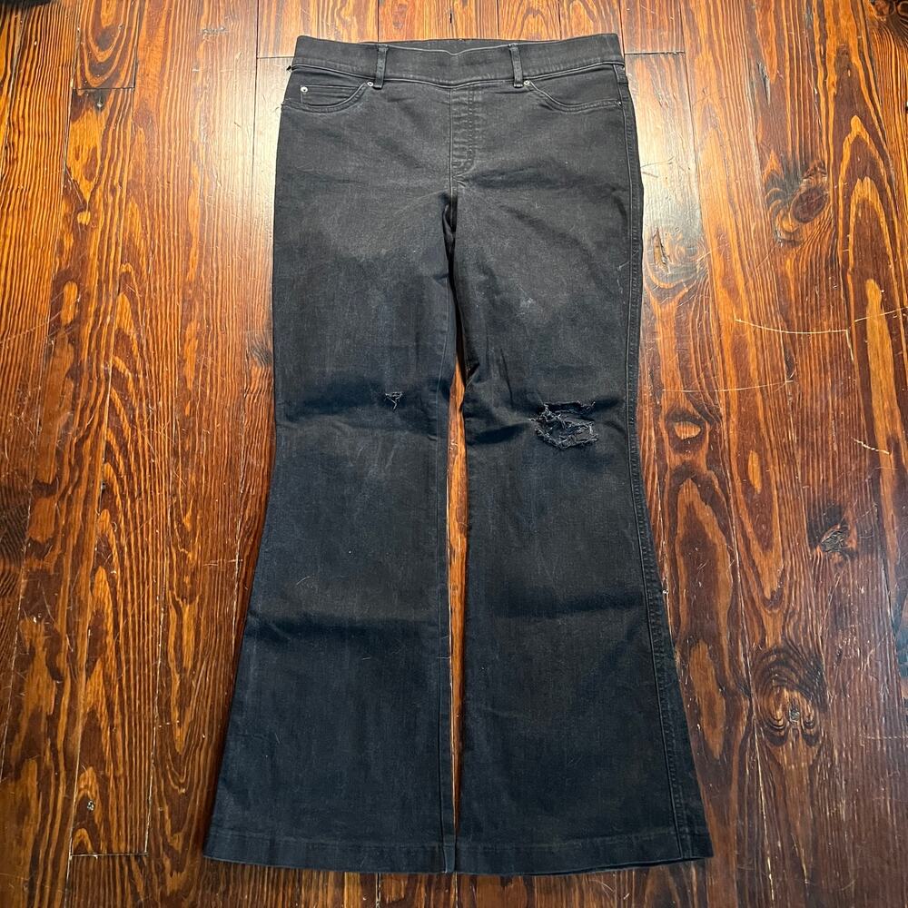 Spandex 34 Distressed Jeans Black Slim Straight